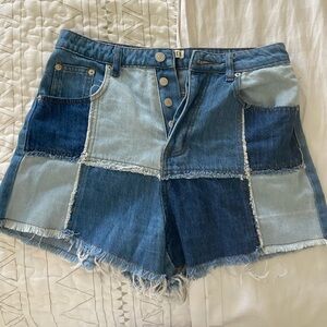 Patchwork Jean shorts
